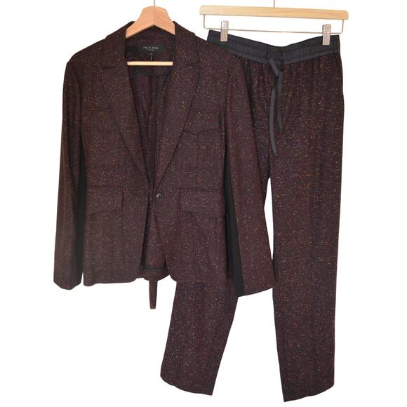 rag & bone Jackets & Blazers - Rag & Bone Vera Donegal Wool Blend Burgundy Pants Suit XS